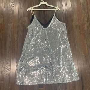 Silver Sequin Mini Dress